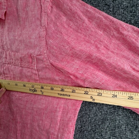 LL Bean Women Long Sleeve Linen Button Up Shirt Pink Large Reg 299906 Adult - Picture 5 of 11